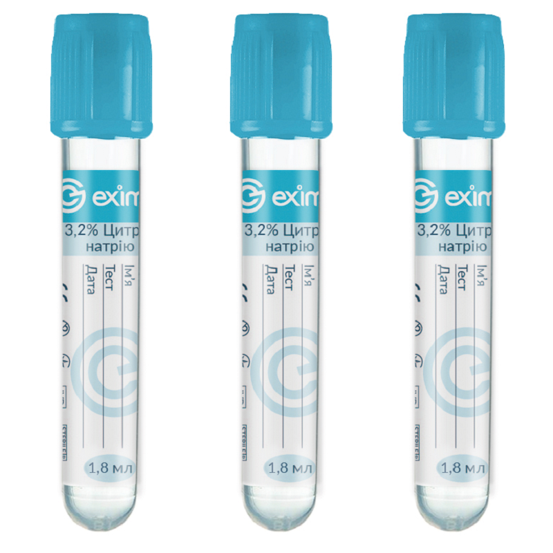 Пробірка Вакуумна EximLab з Цитратом натрію 1,8 мл (3,2%)